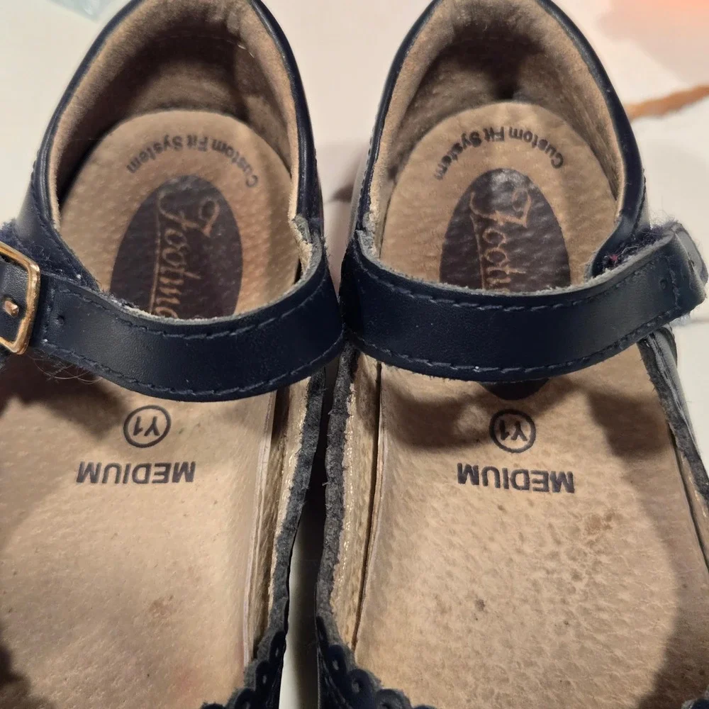 FOOTMATES Navy Blue Leather‎ Mary Jane Shoes Kids Size 1Y Medium Buckle Strap